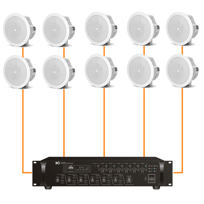 Акустика для магазина 10 потолочных динамика JBL Control 24CT Micro белый | 6 зонн