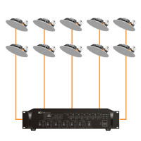 Акустическая система для помещения 10 потолочных динамика Audac CIRA724 белый | 6 зонн