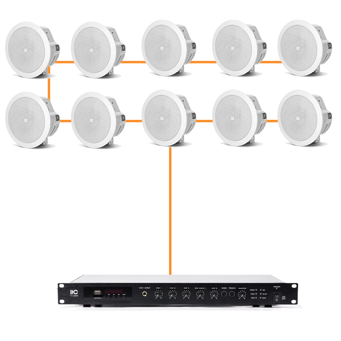 Акустика для магазина 10 потолочных динамика JBL Control 24CT Micro белый