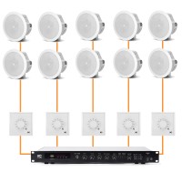 Акустика для магазина 10 потолочных динамика JBL Control 24CT Micro белый | регулятор