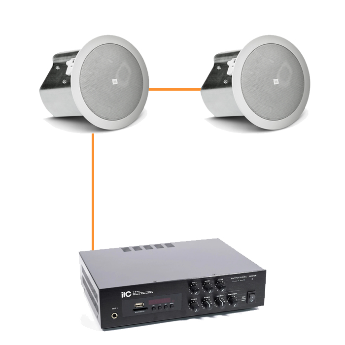 Акустика для ресторана 2 потолочных динамика JBL Control 24CT белый