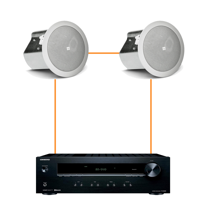Акустика для магазина 2 потолочных динамика JBL Control 26-Onkyo белый