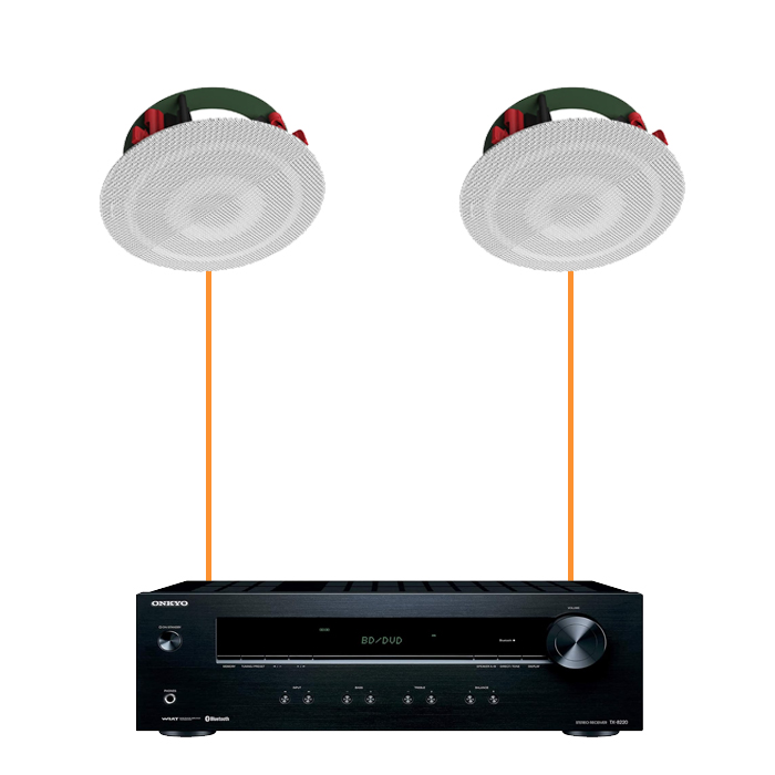 Акустика для ресторана 2 потолочных динамика Klipsch DS-180-Onkyo белый