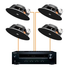 Акустика для ресторана 4 потолочных динамика Audac CIRA-Onkyo черный