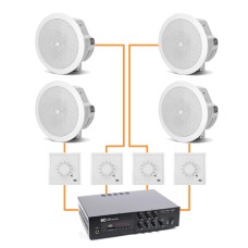 Акустика для ресторана 4 потолочных динамика JBL Control 24CT Micro белый | регулятор