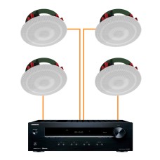 Акустика для ресторана 4 потолочных динамика Klipsch DS-180-Onkyo белый