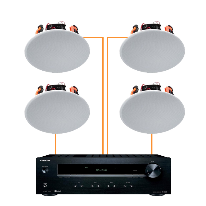 Акустика для магазина 4 потолочных динамика Triangle SECRET-Onkyo белый