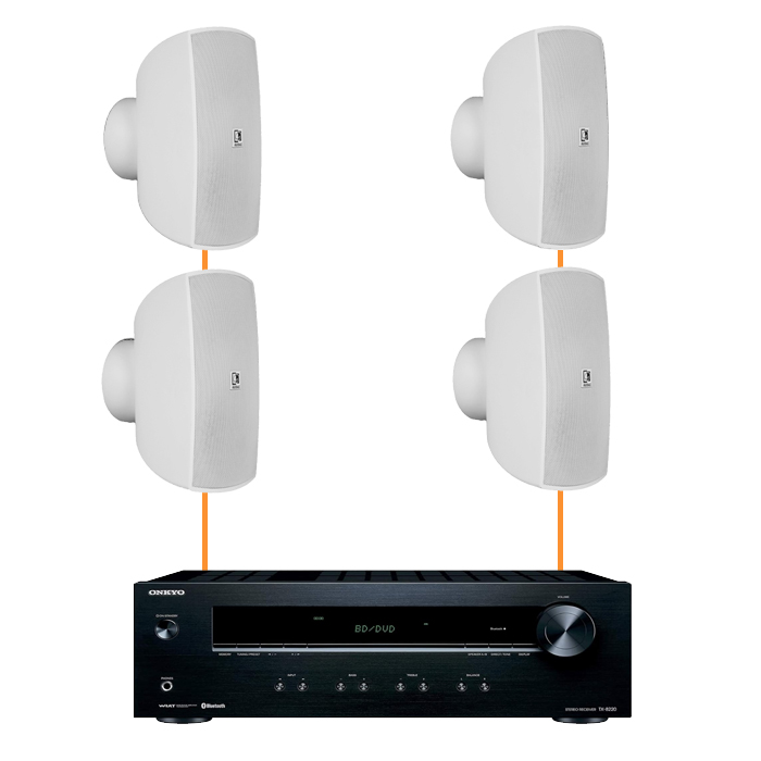 Акустика для ресторана 4 настенные колонки Audac ATEO6-Onkyo | белый