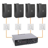 Акустика для офиса 4 настенные колонки BOSCH LB2-UC15 черный | регулятор