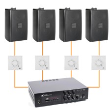Акустика для ресторана 4 настенные колонки BOSCH LB2-UC15 черный | регулятор