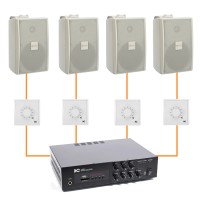 Акустика для ресторана 4 настенные колонки BOSCH LB2-UC15 белый | регулятор