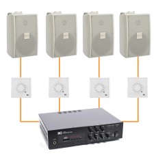 Акустика для ресторана 4 настенные колонки BOSCH LB2-UC15 белый | регулятор