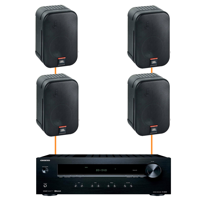Акустика для ресторана 4 настенные колонки JBL Control 1 Pro-Onkyo | черный