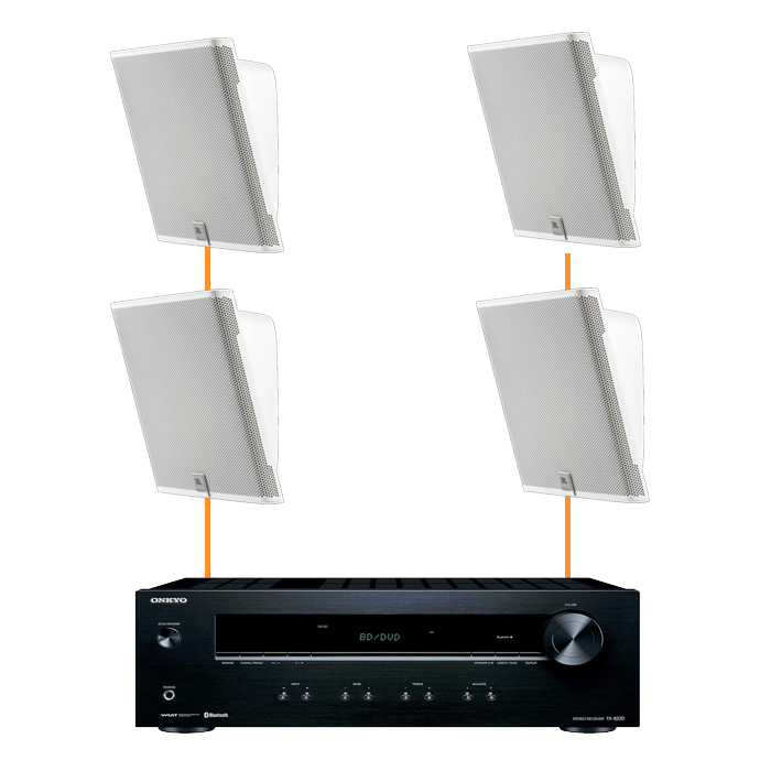 Акустика для ресторана 4 настенные колонки JBL SLP14-Onkyo | белый