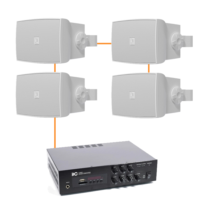 Акустика для ресторана 4 настенные колонки Audac WX502MK2 | белый