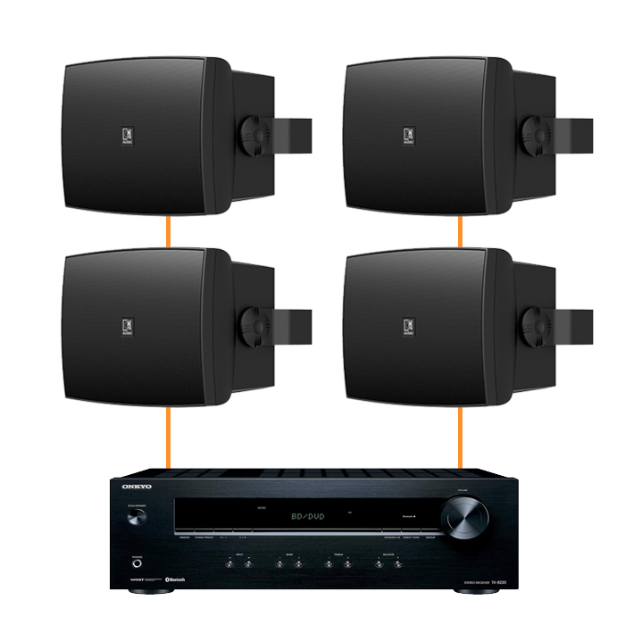 Акустика для ресторана 4 настенные колонки Audac WX802MK2-Onkyo | черный