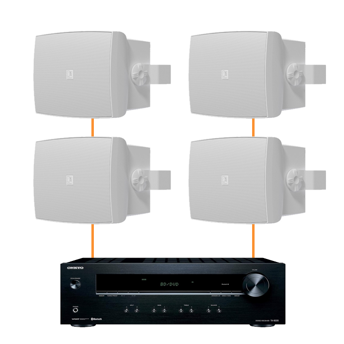 Акустика для ресторана 4 настенные колонки Audac WX802MK2-Onkyo | белый