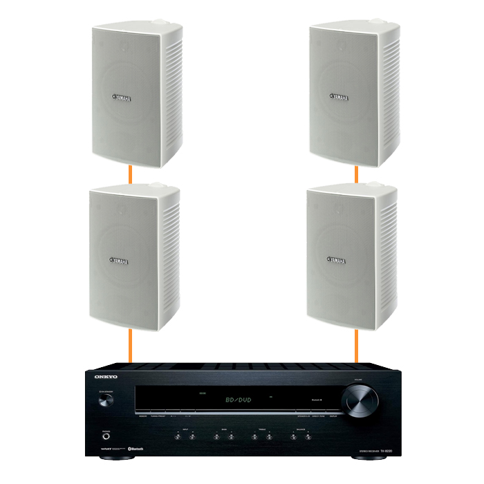 Акустика для ресторана 4 настенные колонки Yamaha VS6-Onkyo | белый