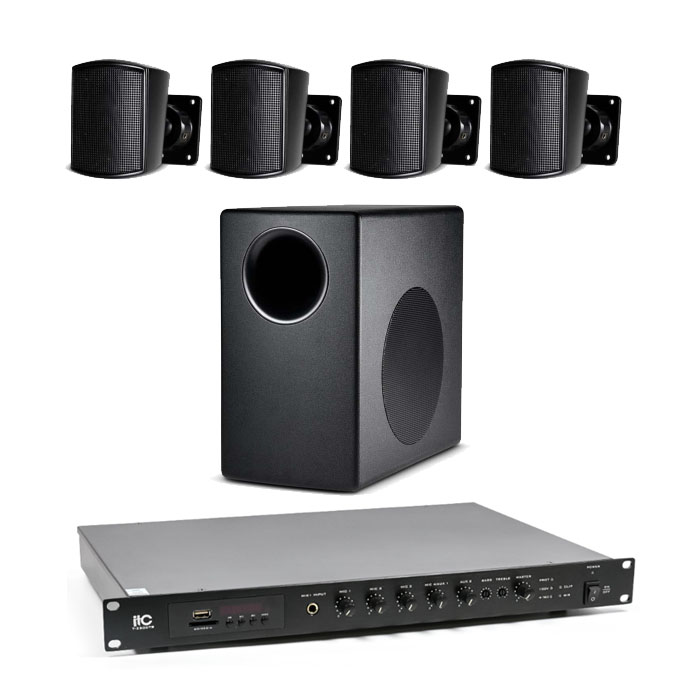 Акустична система для приміщення 4 настінних колонок JBL із сабвуфером | чорний