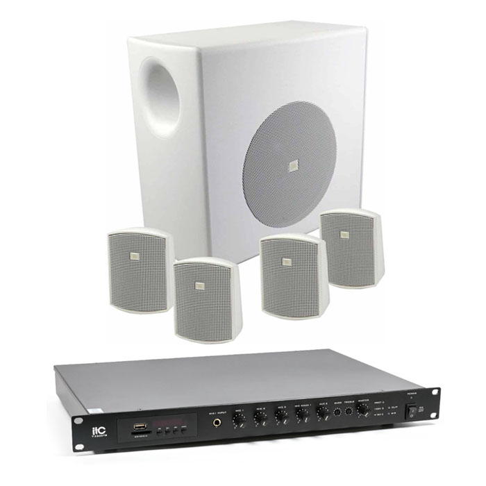 Акустична система для приміщення 4 настінних колонок JBL із сабвуфером | білий