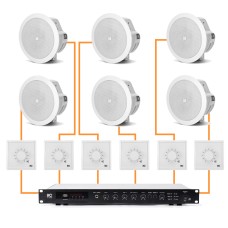 Акустика для магазина 6 потолочных динамика JBL Control 24CT Micro белый | регулятор