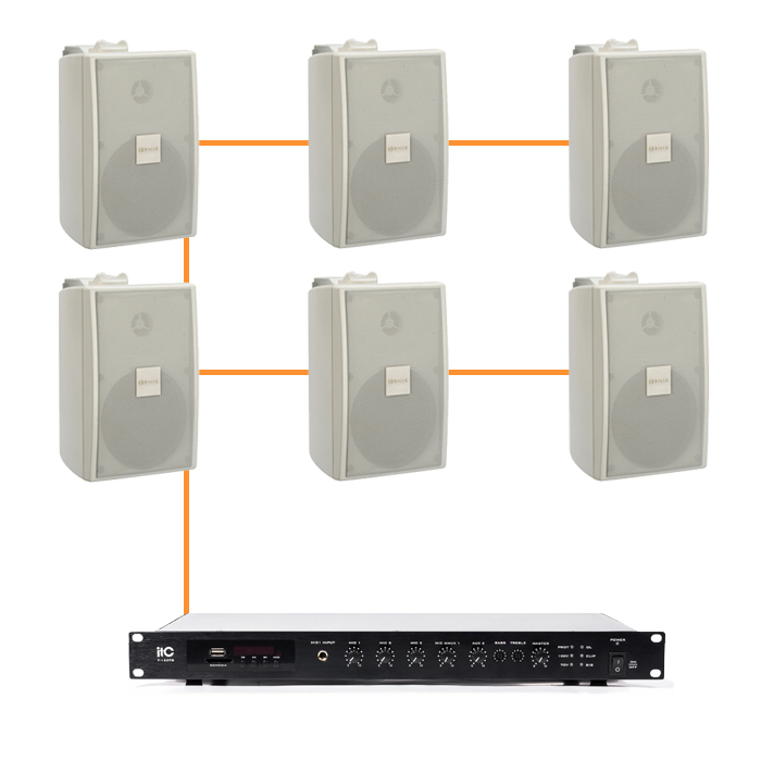 Акустика для магазина 6 настенных колонок BOSCH LB2-UC15 | белый