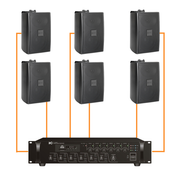 Акустика для офиса 6 настенных колонки BOSCH LB2-UC15 черный | 6 зонн