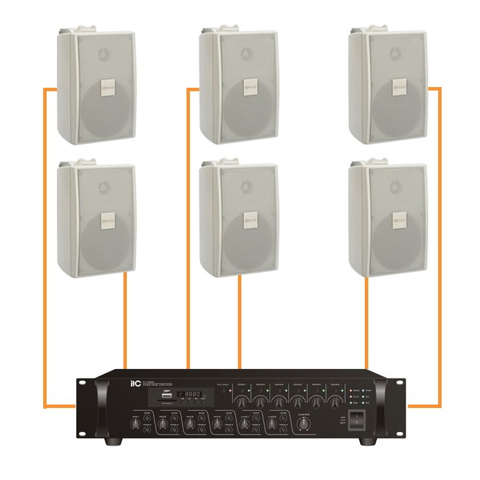 Акустика для магазина 6 настенных колонки BOSCH LB2-UC15 белый | 6 зонн