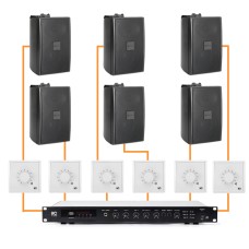 Акустика для магазина 6 настенных колонки BOSCH LB2-UC15 черный | регулятор