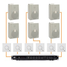 Акустика для магазина 6 настенных колонки BOSCH LB2-UC15 белый | регулятор