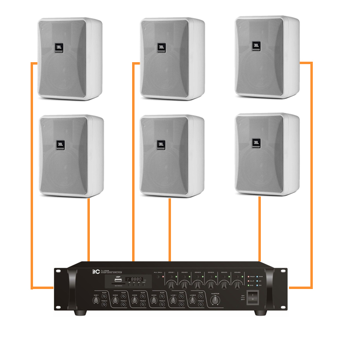 Акустика для офиса 6 настенных колонки JBL Control 23-1 белый | 6 зонн