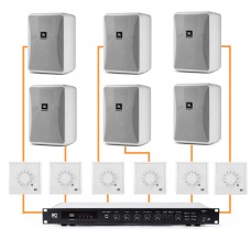 Акустика для магазина 6 настенных колонки JBL Control 23-1 белый | регулятор