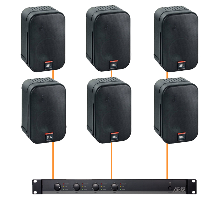Акустика для магазина 6 настенных колонок JBL Control 1 Pro-Audac | черный