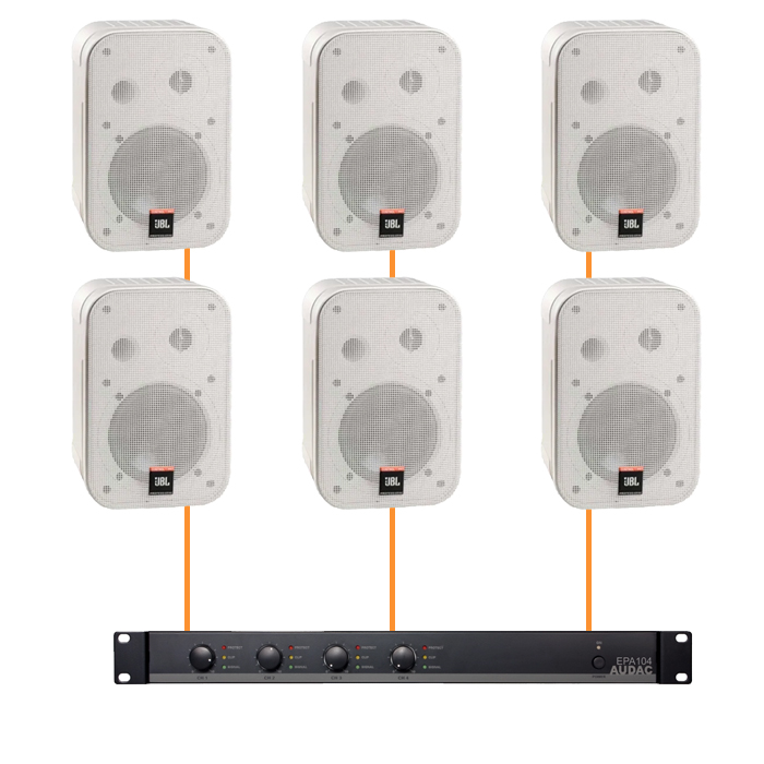 Акустика для магазина 6 настенных колонок JBL Control 1 Pro-Audac | белый