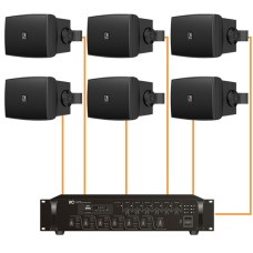 Акустика для магазина 6 настенных колонки Audac WX502 черный | 6 зонн