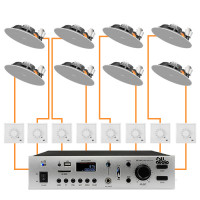 Акустическая система для помещения 8 потолочных динамика Audac CENA706 белый | регулятор