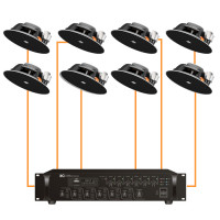 Акустична система для приміщення 8 стельових динаміка Audac CENA706 чорний | 6 зонн