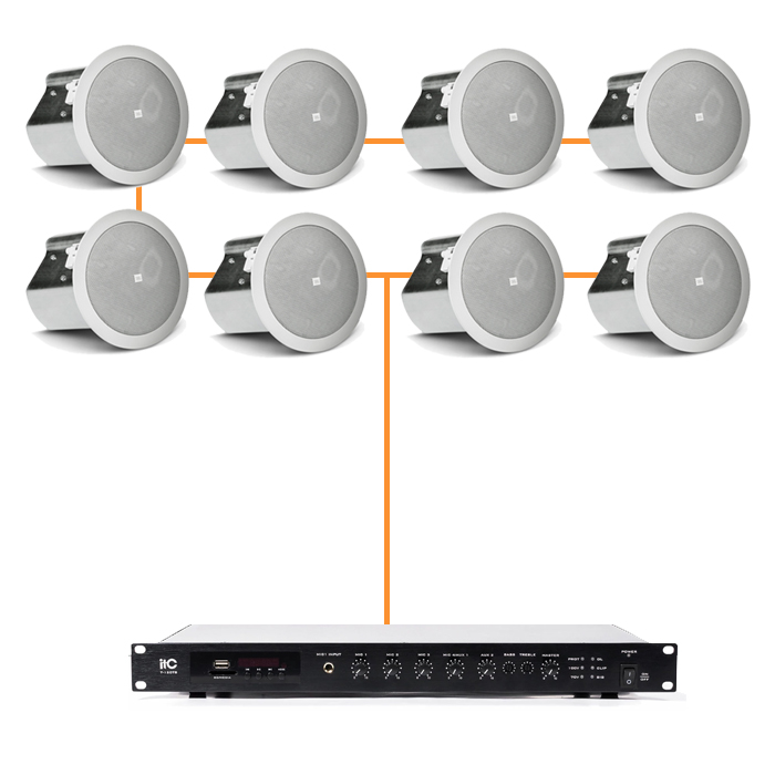 Акустика для офиса 8 потолочных динамика JBL Control 14C/T белый