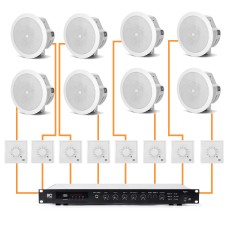 Акустика для магазина 8 потолочных динамика JBL Control 24CT Micro белый | регулятор