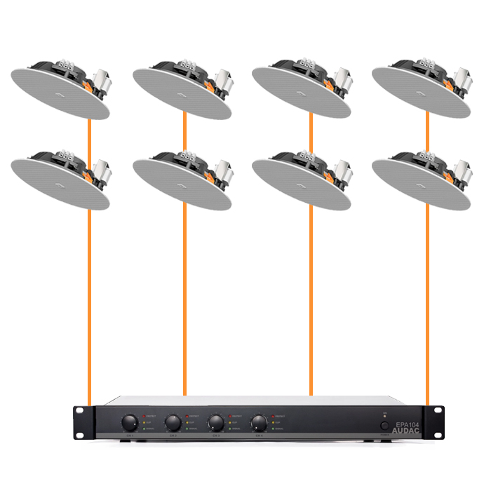 Акустика для магазина 8 потолочных динамика JBL Stage 280C-Audac белый