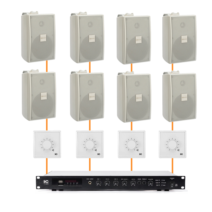 Акустика для магазина 8 настенных колонки BOSCH LB2-UC15 белый | регулятор