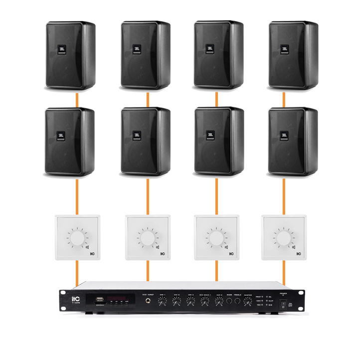 Акустика для офиса 8 настенных колонки JBL Control 23-1 черный | регулятор