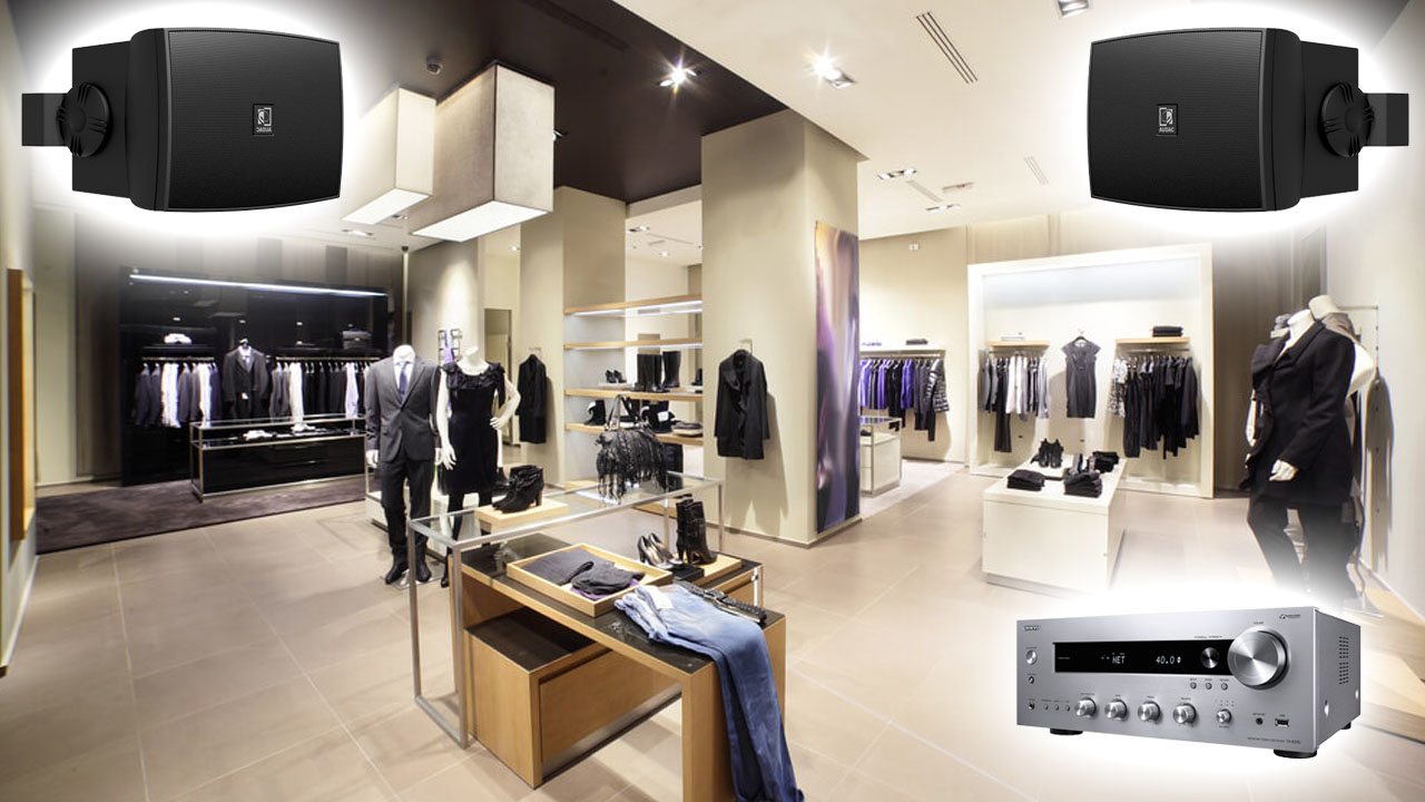 Настінні динаміки для фонової музики магазину