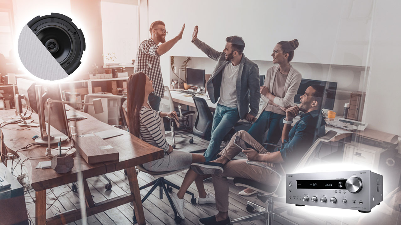 Потолочные динамики для фоновой музыки офиса