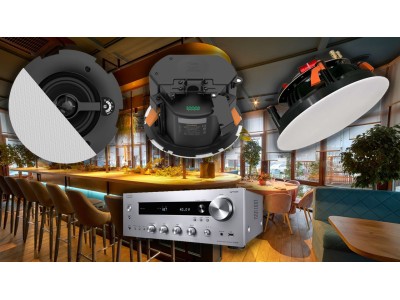 Стельові динаміки та колонки в стелю для ресторану та кафе