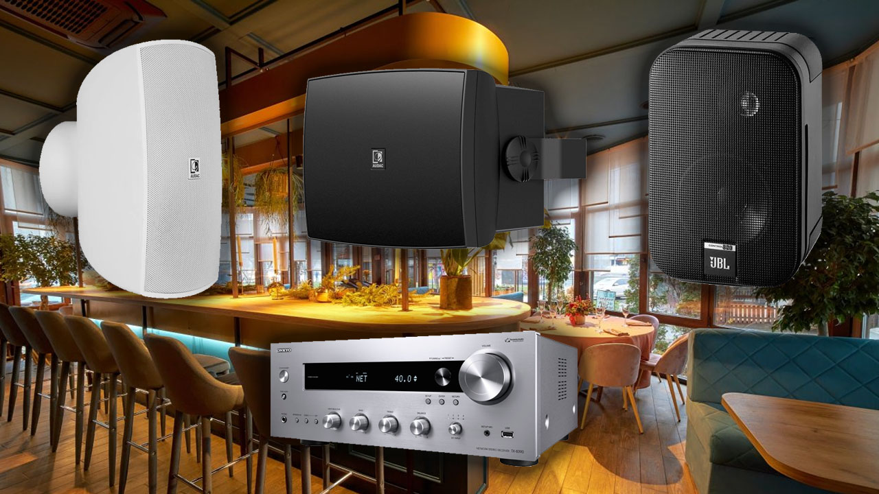 Настенные динамики и музыкальная система для ресторана и кафе